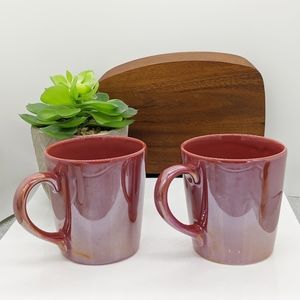 Pair of STARBUCKS 2012 Iridescent Red Mugs